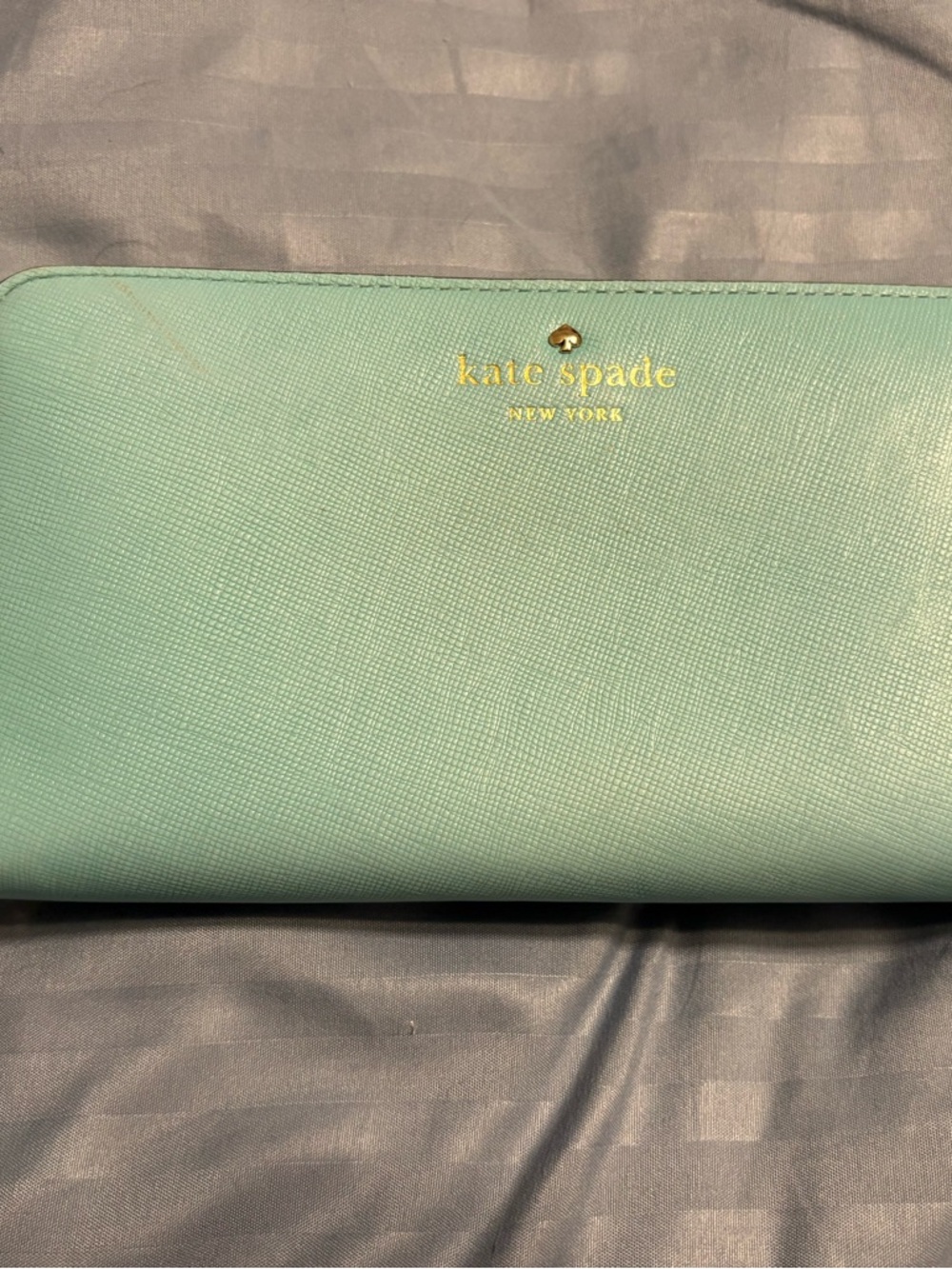 kate spade Mint Green Zip Around Saffiano Wallet